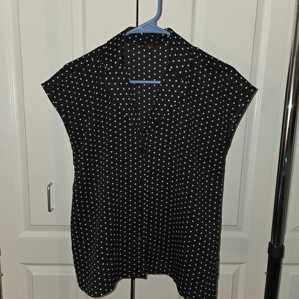 Ann Taylor Black and White Dot Blouse